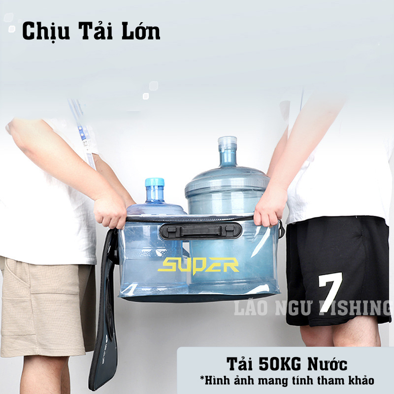 Thùng Đựng Cá SUPER Trong Suốt đa năng, Chất liệu EVA chống thấm nước, có thể gấp gọn tiện lợi