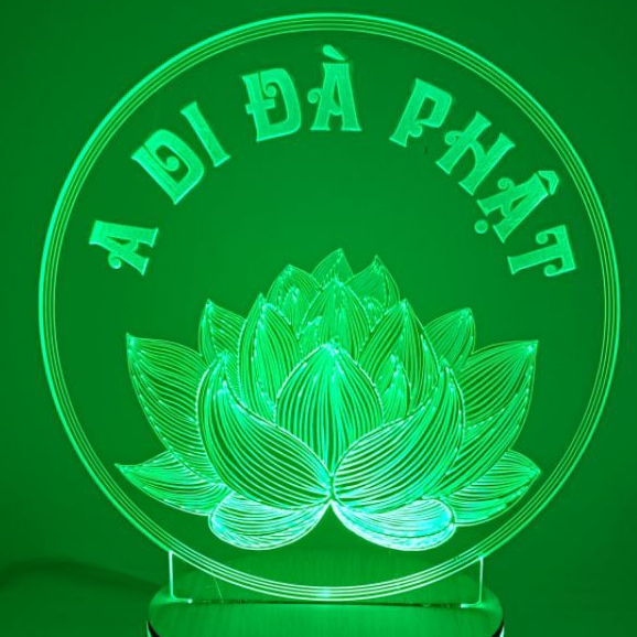 Đèn led 3D khắc chữ A Di Đà Phật đèn liên hoa để bàn