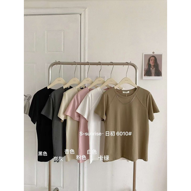Áo thun trơn mix dây vòng - mã 6010 S-sunrise