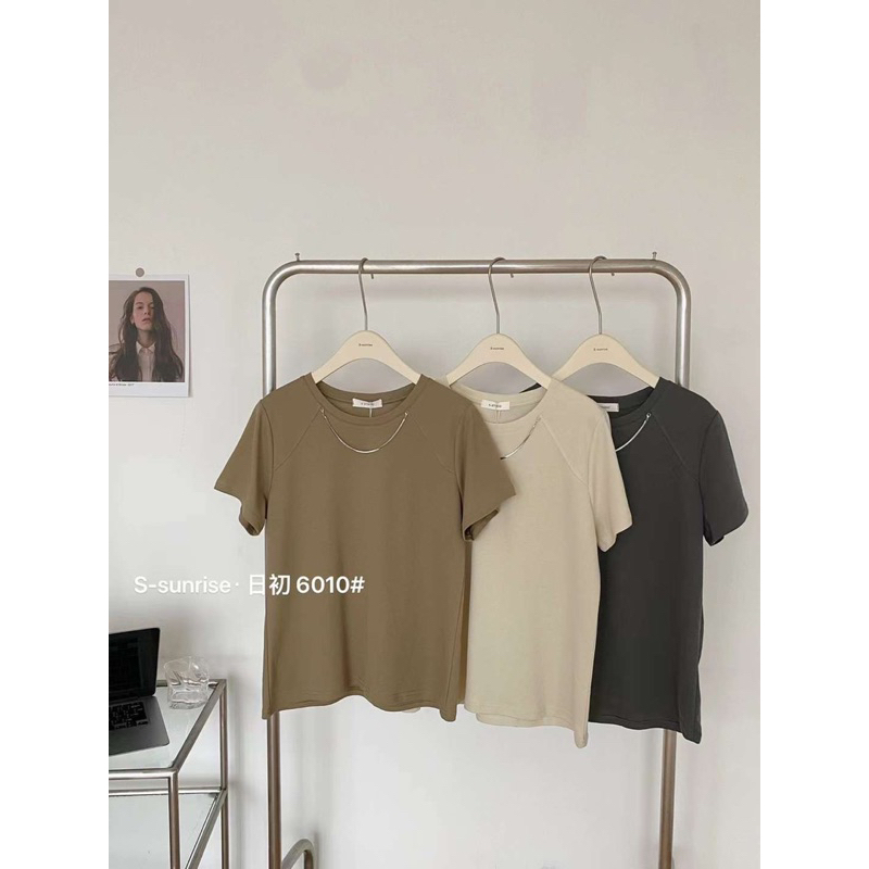 Áo thun trơn mix dây vòng - mã 6010 S-sunrise