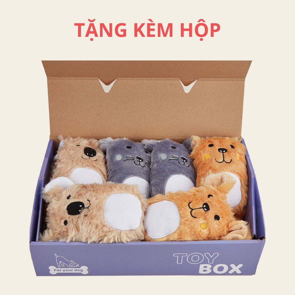 Đồ chơi cho chó FOFOS, Đồ chơi thú bông hình động vật, Tiếng kêu đáng yêu, Giảm đau răng nướu, Vải nhung mềm mại an toàn