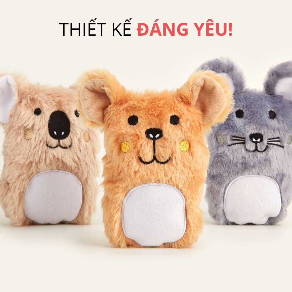 Đồ chơi cho chó FOFOS, Đồ chơi thú bông hình động vật, Tiếng kêu đáng yêu, Giảm đau răng nướu, Vải nhung mềm mại an toàn