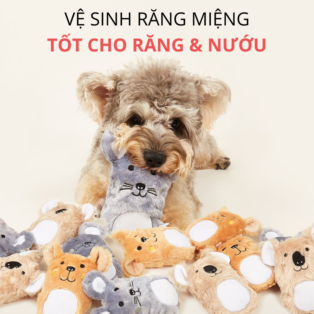 Đồ chơi cho chó FOFOS, Đồ chơi thú bông hình động vật, Tiếng kêu đáng yêu, Giảm đau răng nướu, Vải nhung mềm mại an toàn