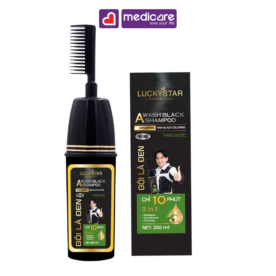 Gội Là Đen/Nâu Lucky Star Thảo Dược Có Lược 250ml