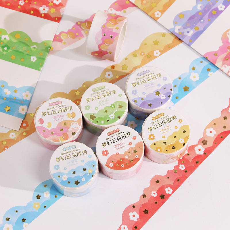 Washi tape/Cuộn băng dính washi tape dài 2 mét dán trang trí sổ lưu niệm DIY