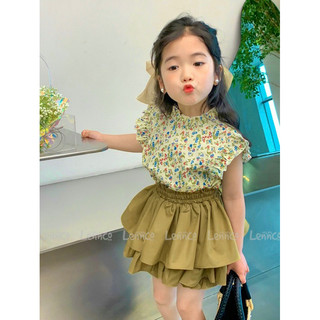 Htk- sét quần váy áo hoa nhí lenco size 12/18m-9/10y