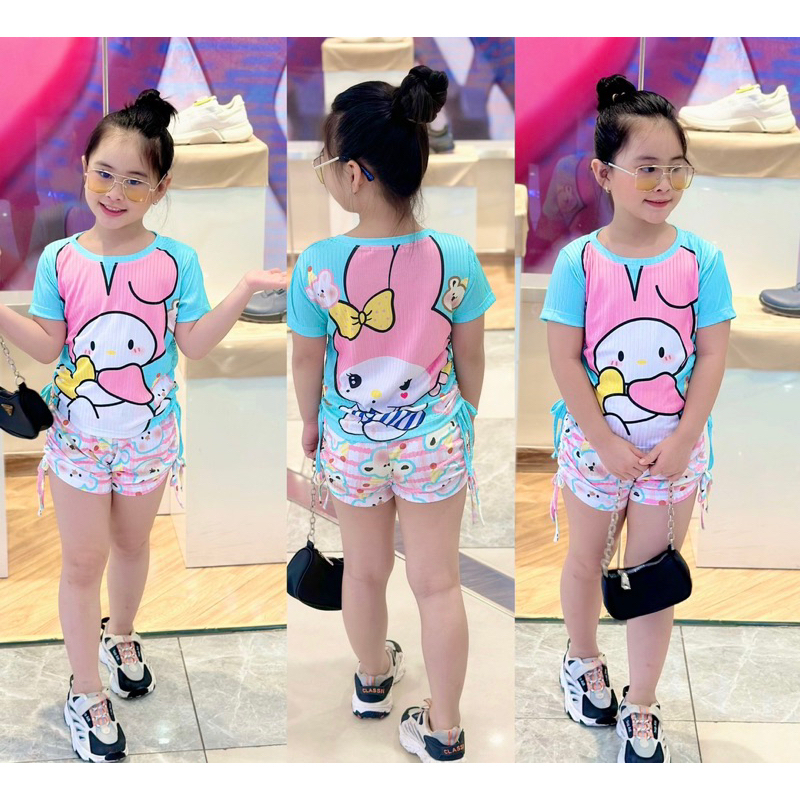 Đồ bộ lửng thun cotton màu size đại cho bé gái từ 25 đến 48kg