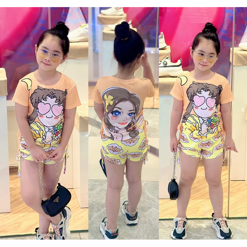 Đồ bộ lửng thun cotton màu size đại cho bé gái từ 25 đến 48kg