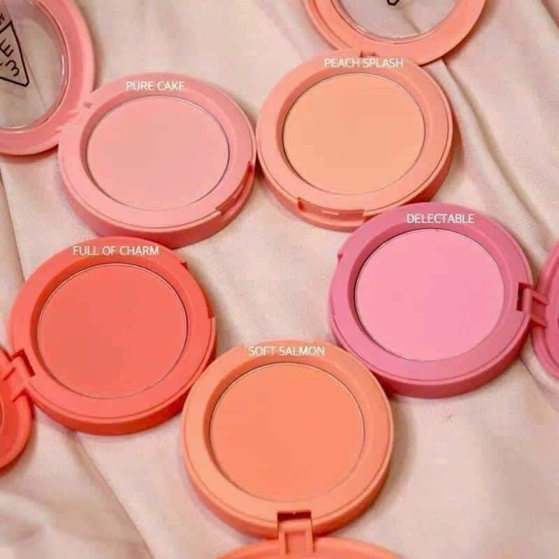Có sẵn đủ tone - Phấn má hồng 3CE Face Blush Mood màu Soft Salmon, Peach Splash, Pure Cake, Delectable siêu xinh