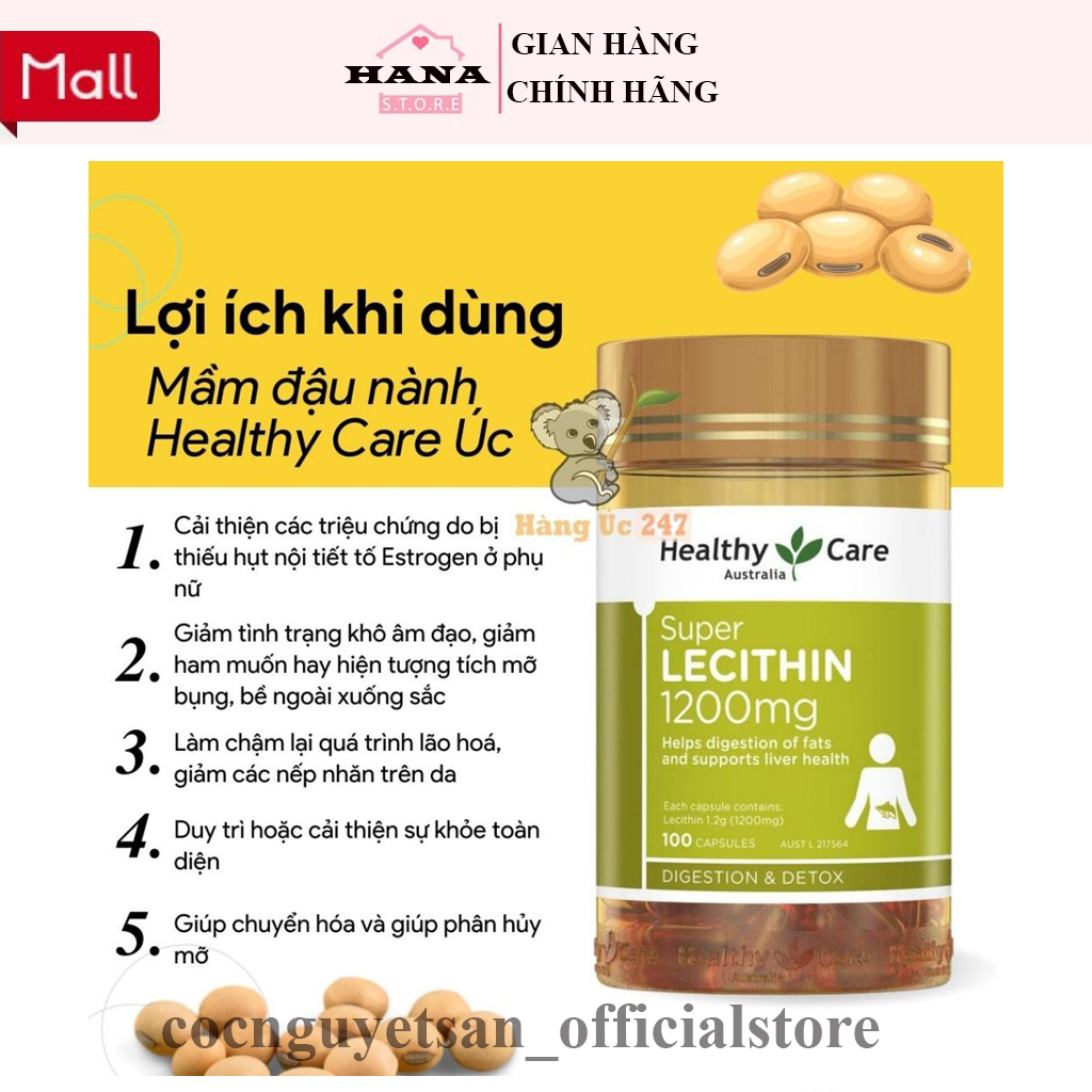 Viên Uống Tinh Chất Mầm Đậu Nành Healthy Care Super Lecithin 1200mg đẹp da, cân bằng nội tiết tố | BigBuy360 - bigbuy360.vn