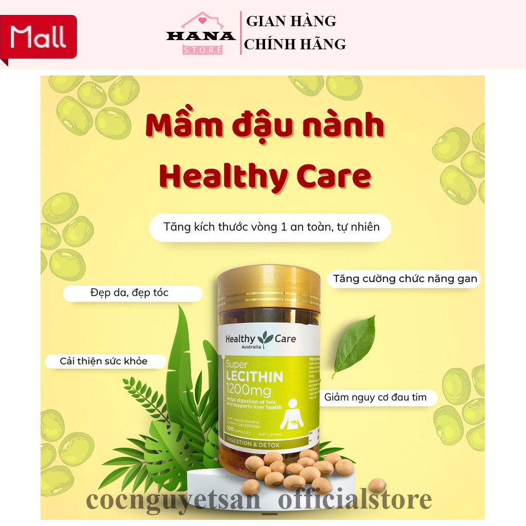 Viên Uống Tinh Chất Mầm Đậu Nành Healthy Care Super Lecithin 1200mg đẹp da, cân bằng nội tiết tố | BigBuy360 - bigbuy360.vn