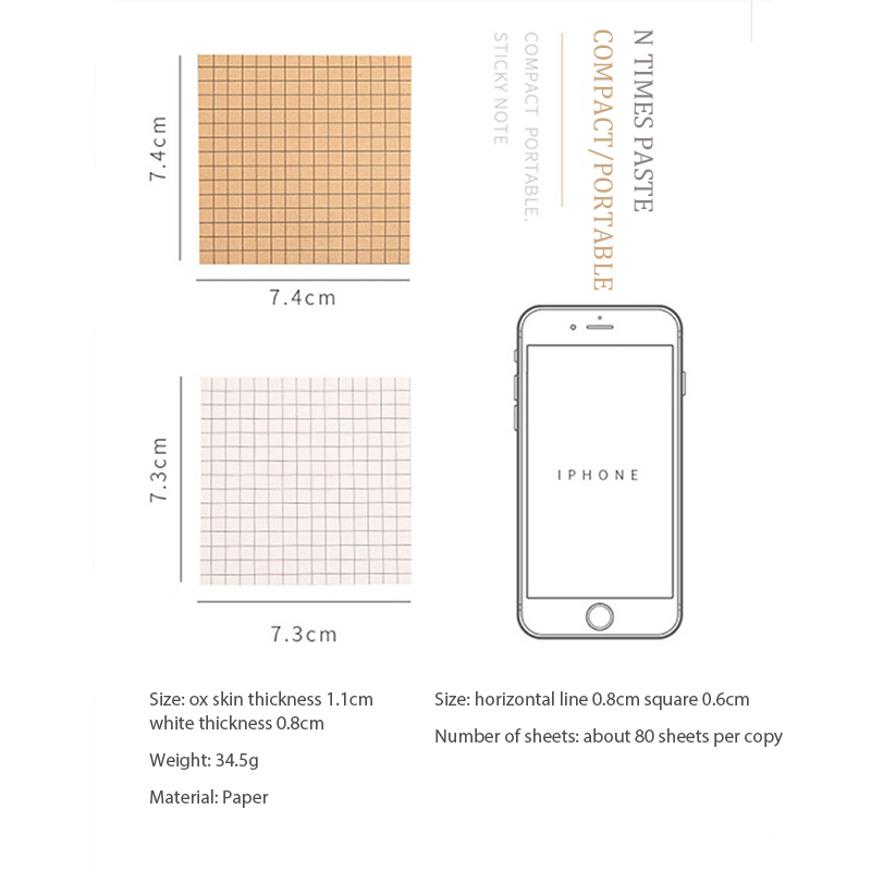 💜Giấy ghi chú hình vuông, giấy note 80 trang kiểu dáng đơn giản tiện dụng