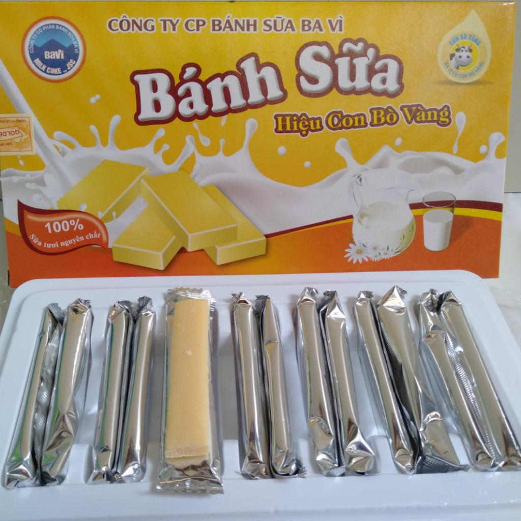 Hộp 14 Chiếc Bánh Sữa Nguyên Chất Con Bò Vàng Ba Vì 180g