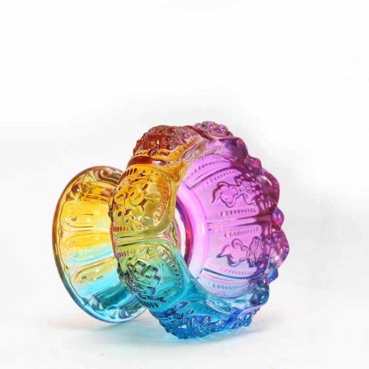 Chân nến lưu ly 7 màu bát cát tường