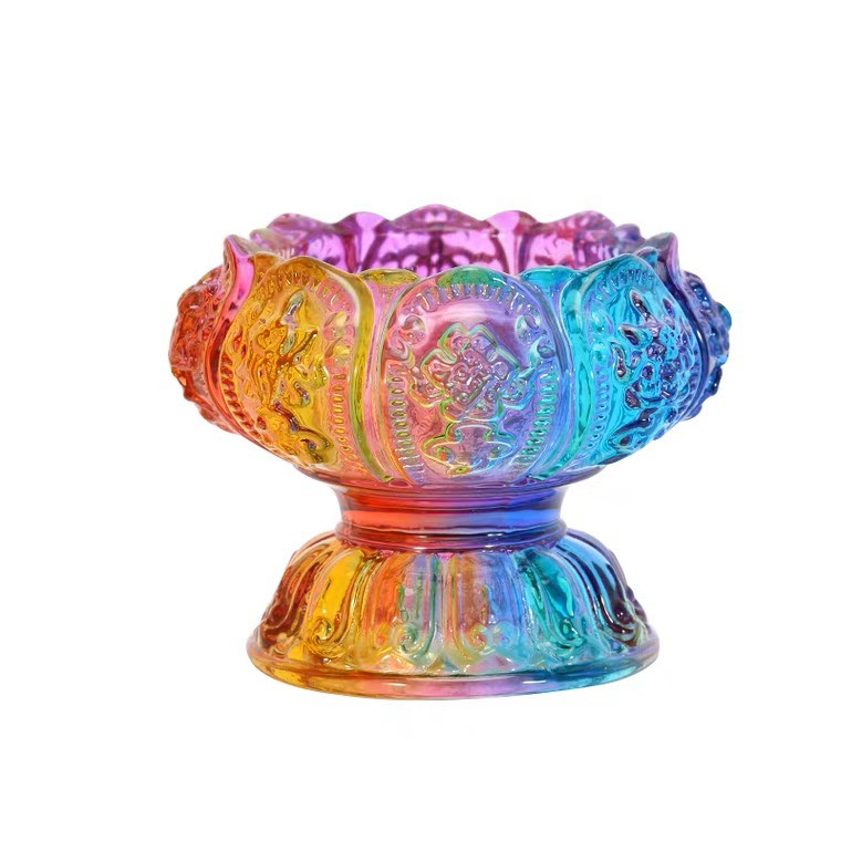 Chân nến lưu ly 7 màu bát cát tường