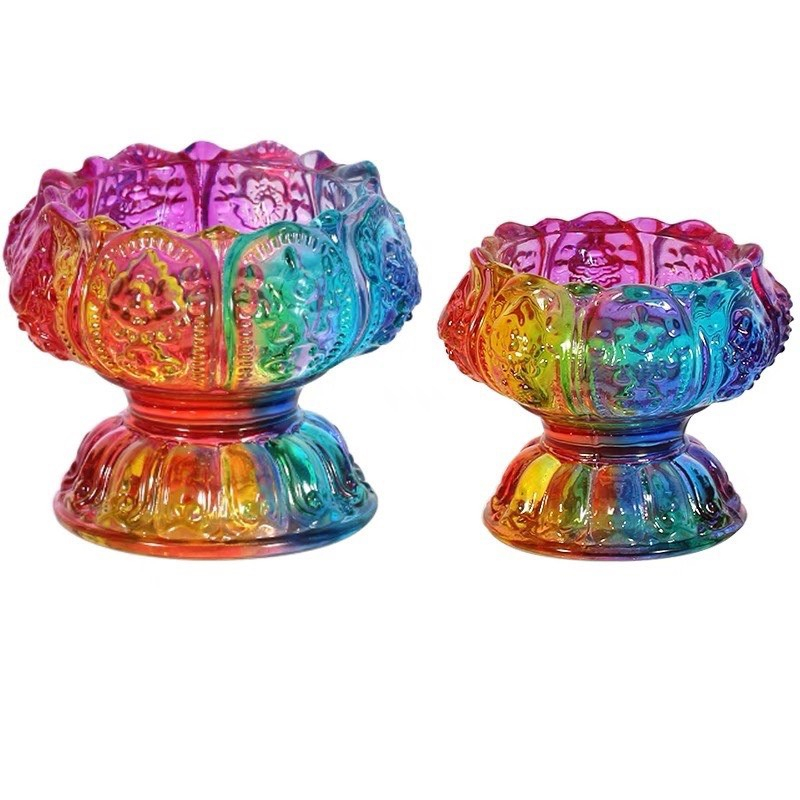 Chân nến lưu ly 7 màu bát cát tường