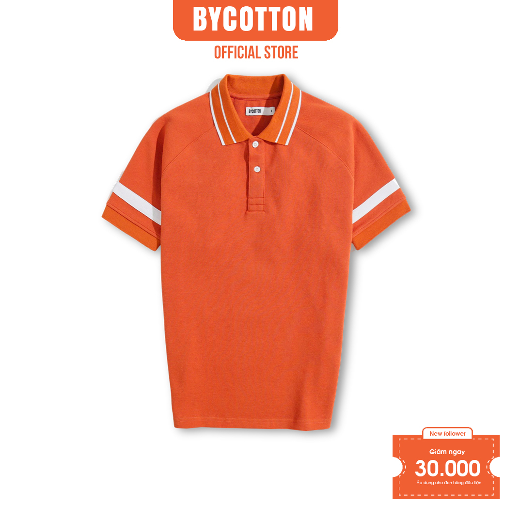 Áo Thun Polo Nam Cổ Bẻ BYCOTTON Raglan 2 Layer Orange 050223 Nam Tính, Thanh Lịch, Sang Trọng, Trẻ Trung