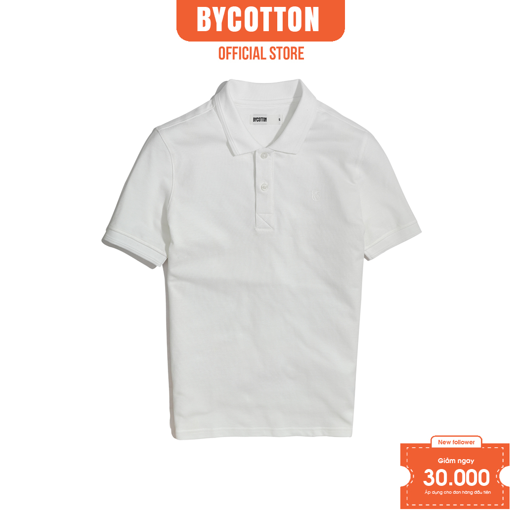 Áo Thun Polo Nam Cổ Bẻ Trắng BY COTTON White Basic Polo