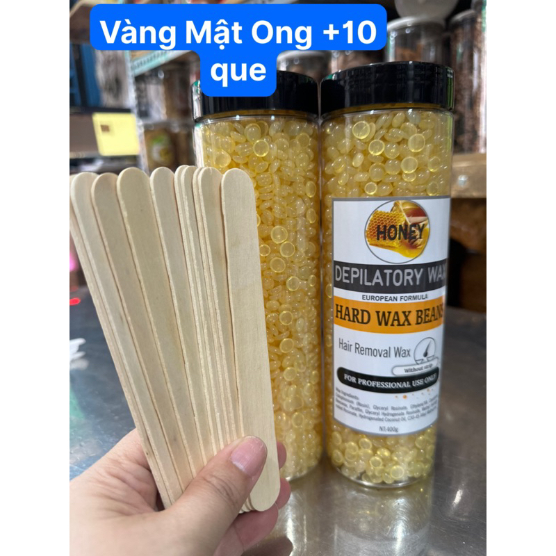 Hũ 400gr Sáp wax lông nóng cao cấp handmade, triệt lông ria mép , TẶNG 10 QUE GỖ