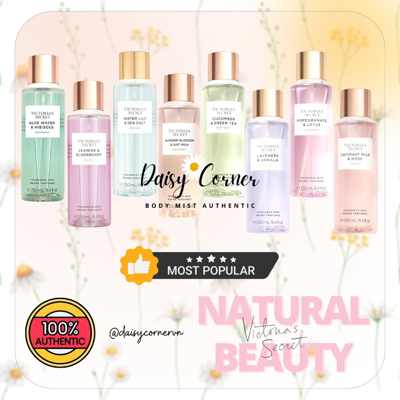 Natural Beauty - Xịt thơm Body Mist Victoria’s Secret- Pomegranate Lotus - Cucumber Greentea - Lavender