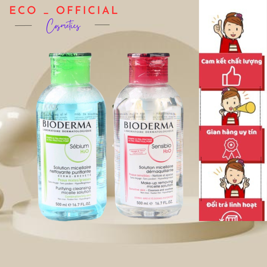 Nước Tẩy trang BIODERMA Pháp Nắp Nhấn 500ml