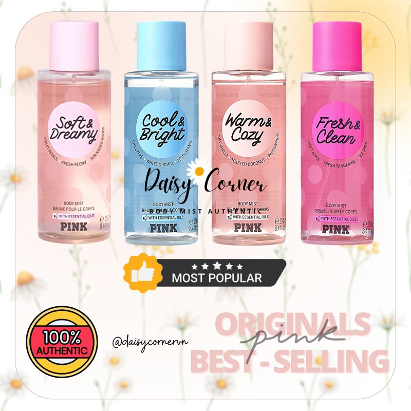 Original Pink - Xịt thơm toàn thân Body mist Victoria’s Secret Pink - Warm Cozy - Cool Bright - Fresh Clean