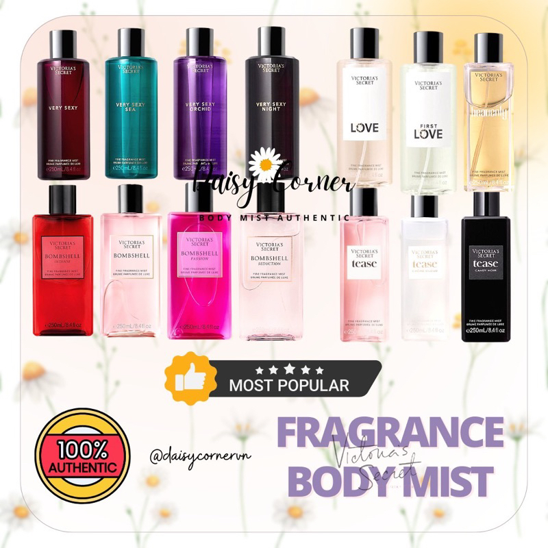 [🇺🇸Bill Mỹ] Fragrance Mist - Xịt thơm Body Mist Victoria’s Secret - Very Sexy - Bombshell - Heavenly - Dream Angel -Love