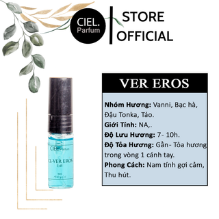 Nước hoa nam CL Ver Eros Edt cao cấp CIEL Parfum 3ml phong cách gợi cảm, cuốn hút, hấp dẫn mọi ánh nhìn CP01