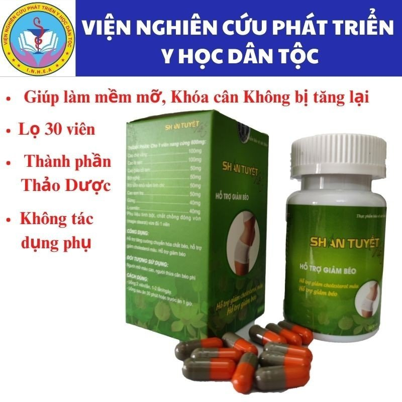 Giảm cân Shan tuyết việt, giảm béo giúp làm mềm mỡ và duy trì vóc dáng, lọ 30 viên, check mã vạch, tem mác đầy đủ