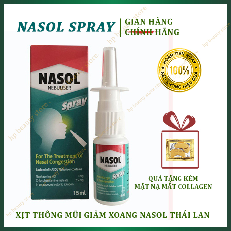 Xịt Thông Mũi Nasol Thái Lan 15ml - Giảm Xoang, Nghẹt Mũi, Chảy Nước Mũi, Hắt Hơi.