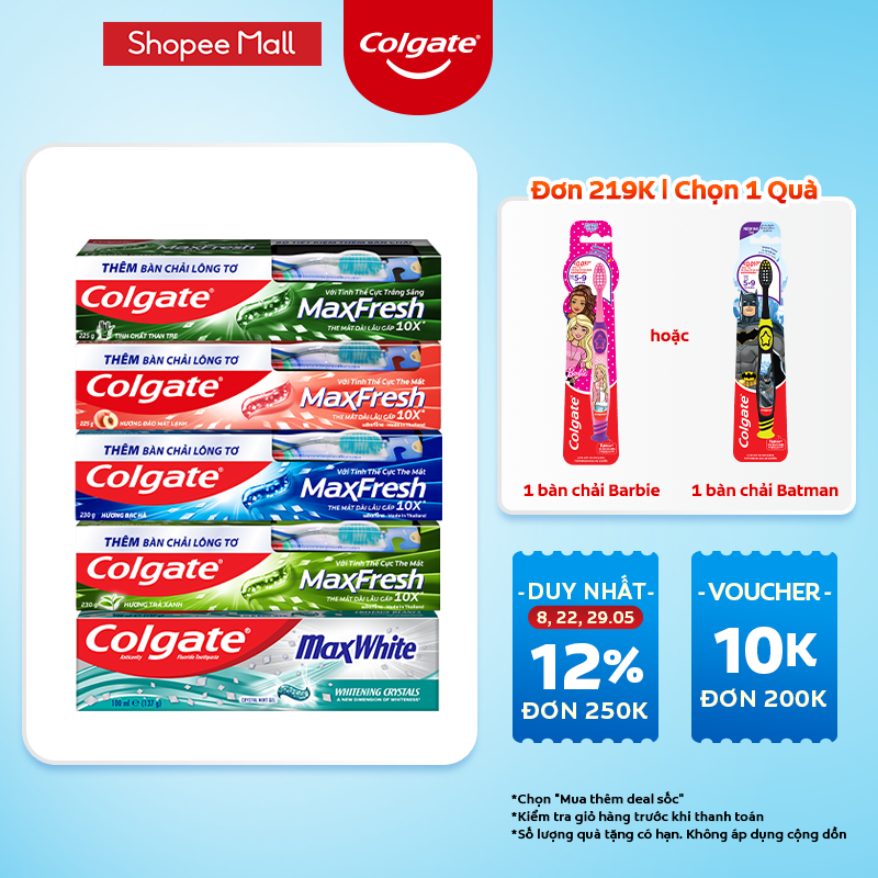 Kem đánh răng Colgate Maxfresh 225g kèm bàn chải