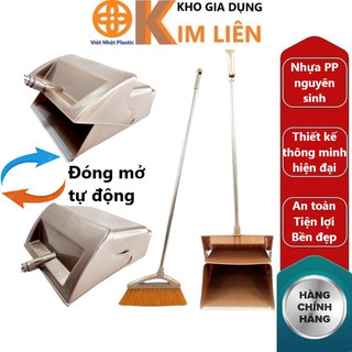 Bộ chổi cước kèm xẻng hốt rác thông minh nhựa VIỆT NHẬT - Tự động đóng mở, treo tường, xếp gọn - Chính hãng 5838
