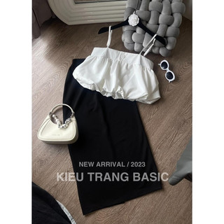 Set áo 2 dây bom kèm chán váy dài Kiều Trang Basic