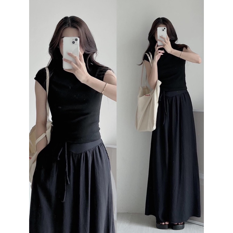 Quần suông đũi tơ ống rộng dây thắt nơ siêu hot, Quần suông chất đũi tơ mát ống siêu rộng tôn dáng