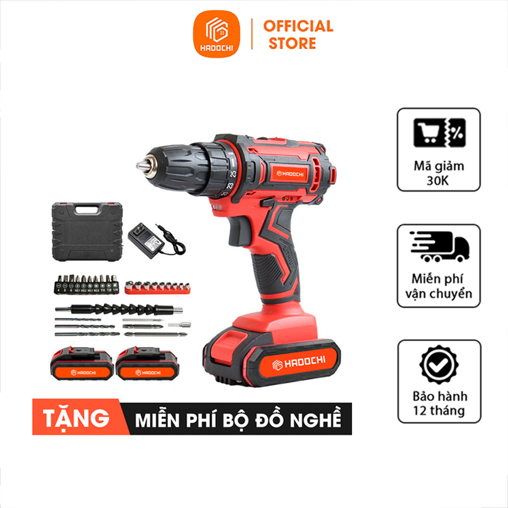 Máy khoan pin cầm tay HADOCHI 100% lõi đồng - Máy khoan đa năng bảo hành chính hãng 12 tháng