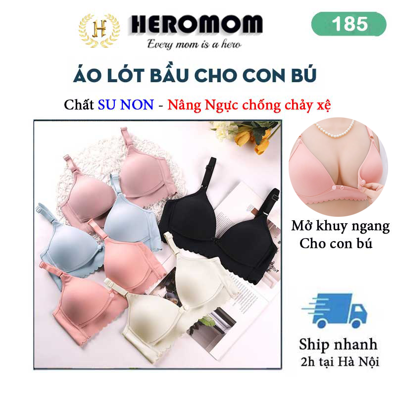Áo lót ngực bầu cho bé con bú SU NON không gọng nâng ngực đồ lót chip bà bầu Heromom 185