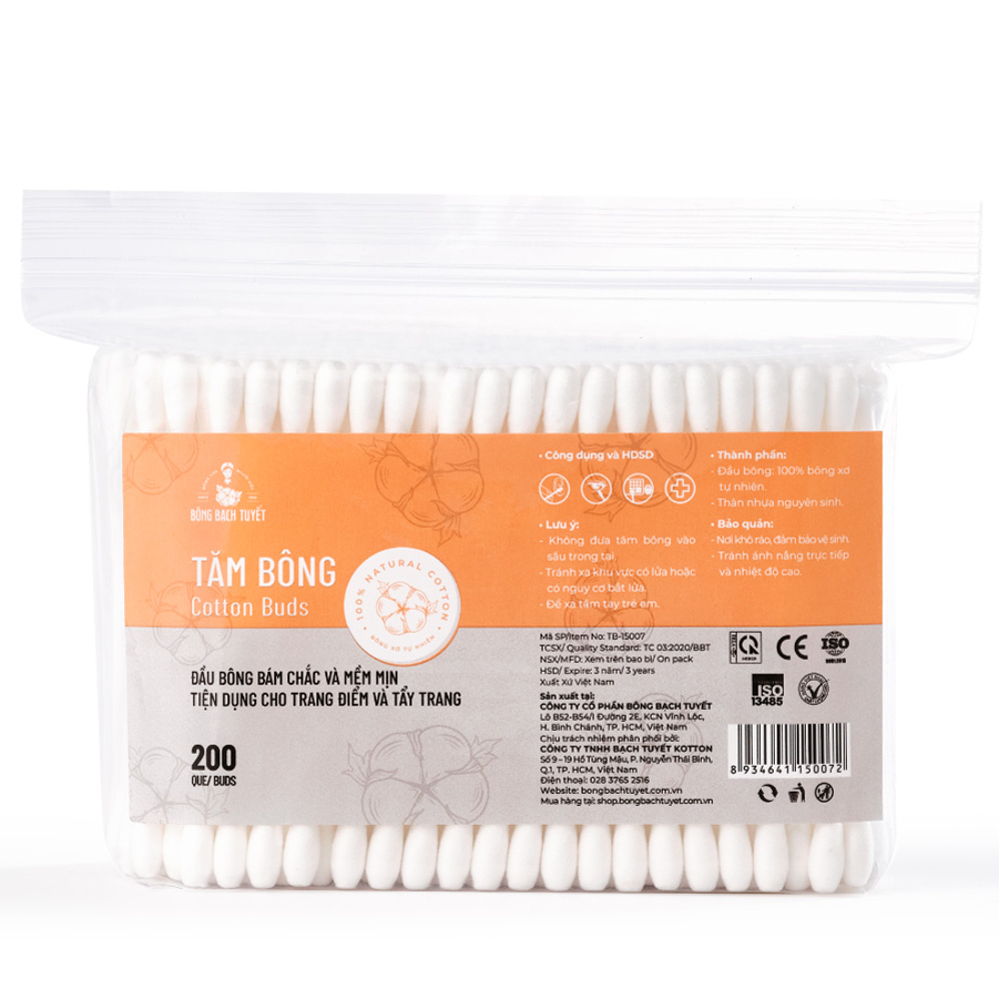 Tăm bông người lớn Bông Bạch Tuyết 200 que/gói