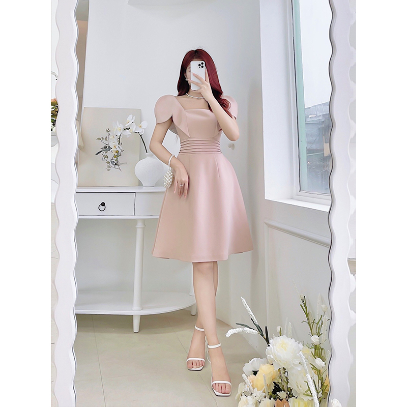 Đầm thiết kế dự tiệc dáng xòe tay phồng cổ vuông hàng chất lượng cao ChenHua VN366