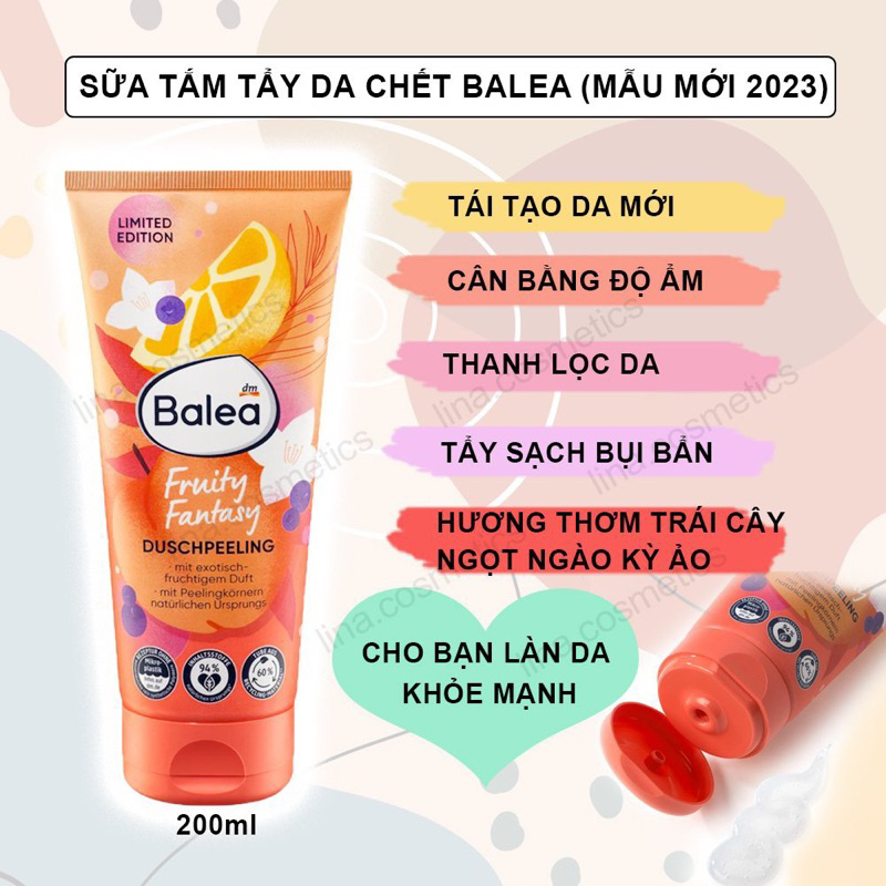 🍉🍓SỮA TẮM TẨY DA CHẾT #BALEA DUSCH PEELING MẪU MỚI 2023