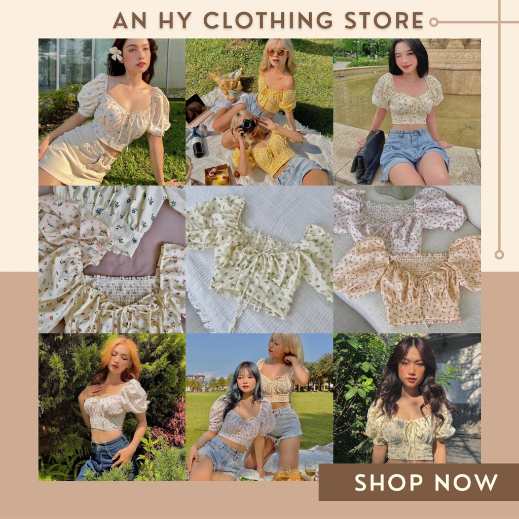 (có bán sỉ,ảnh thật,hoả tốc)🥗CINDY_CROPTOP(ÁO HOA TAY PHỒNG)🍭