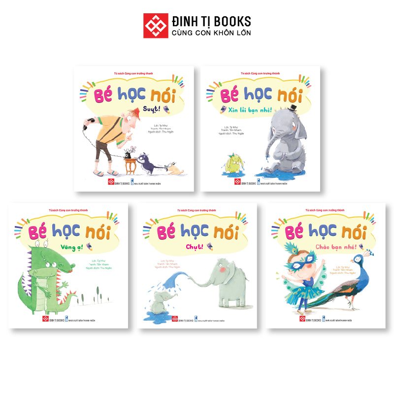 Sách - Bé học nói - Giúp trẻ tập nói, học từ vựng dành cho trẻ 0 - 6 tuổi - Bộ 10 chủ đề - Đinh Tị Books