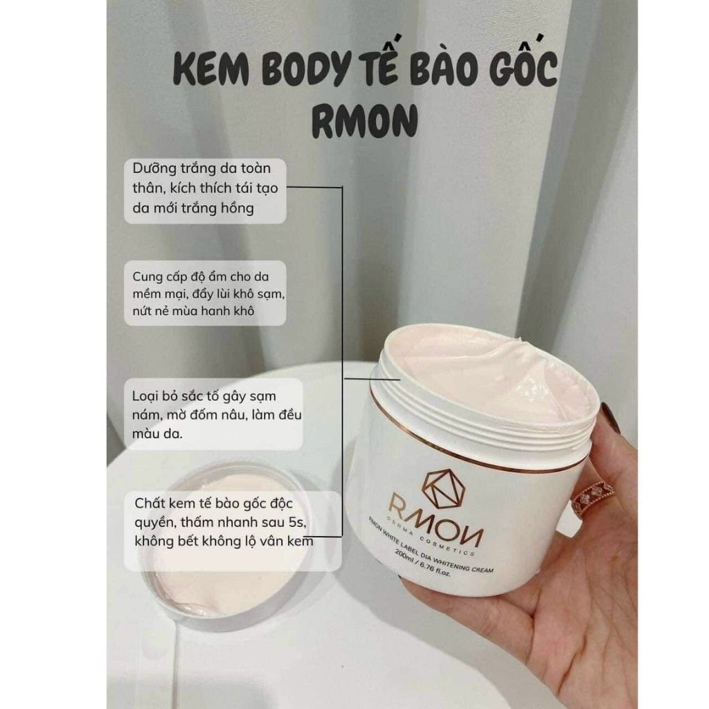 Kem Dưỡng Trắng Da Body Rmon 200ml Hàn Quốc dưỡng da toàn thân làm da sáng đều màu trắng hồng tự nhiên chính hãng