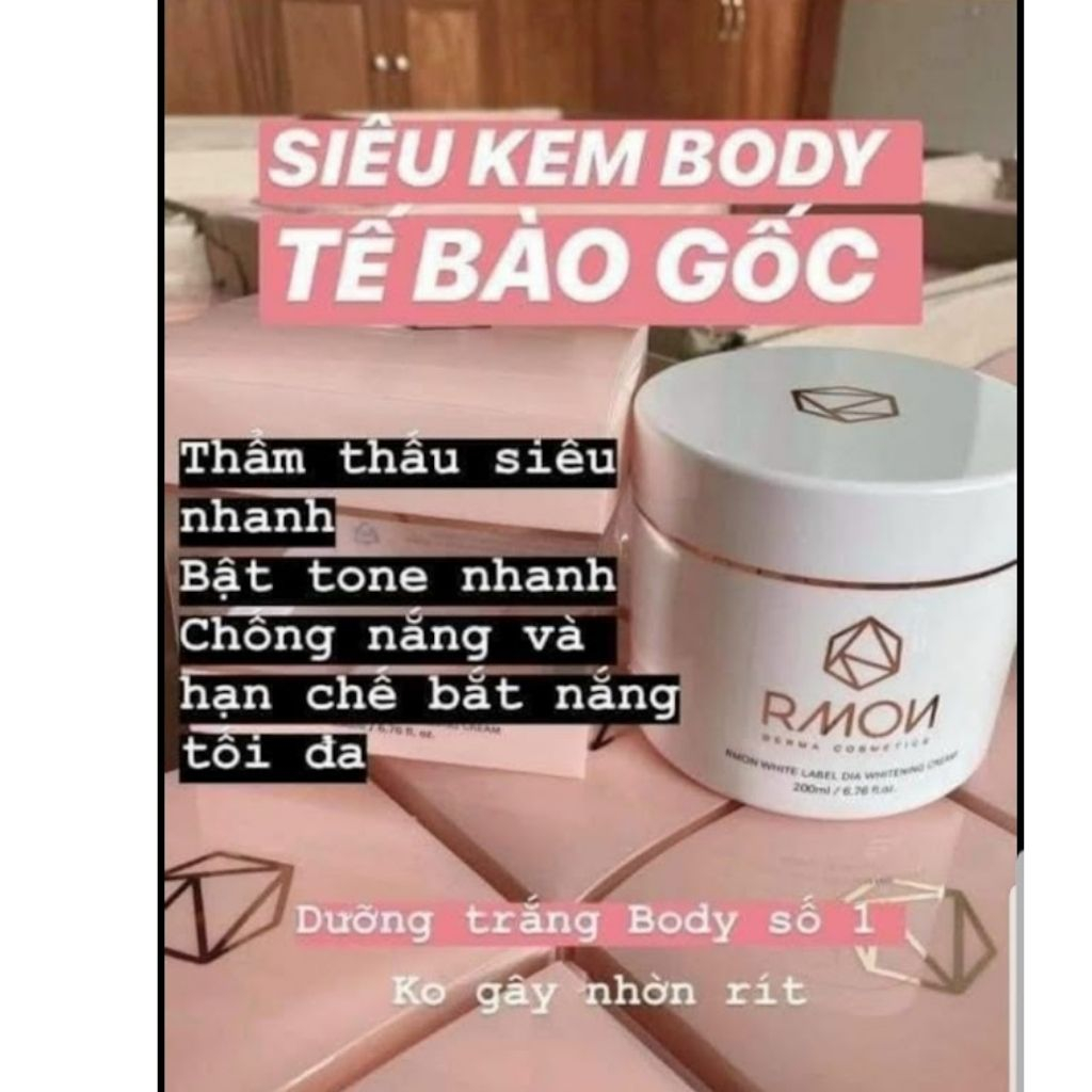 Kem Dưỡng Trắng Da Body Rmon 200ml Hàn Quốc dưỡng da toàn thân làm da sáng đều màu trắng hồng tự nhiên chính hãng