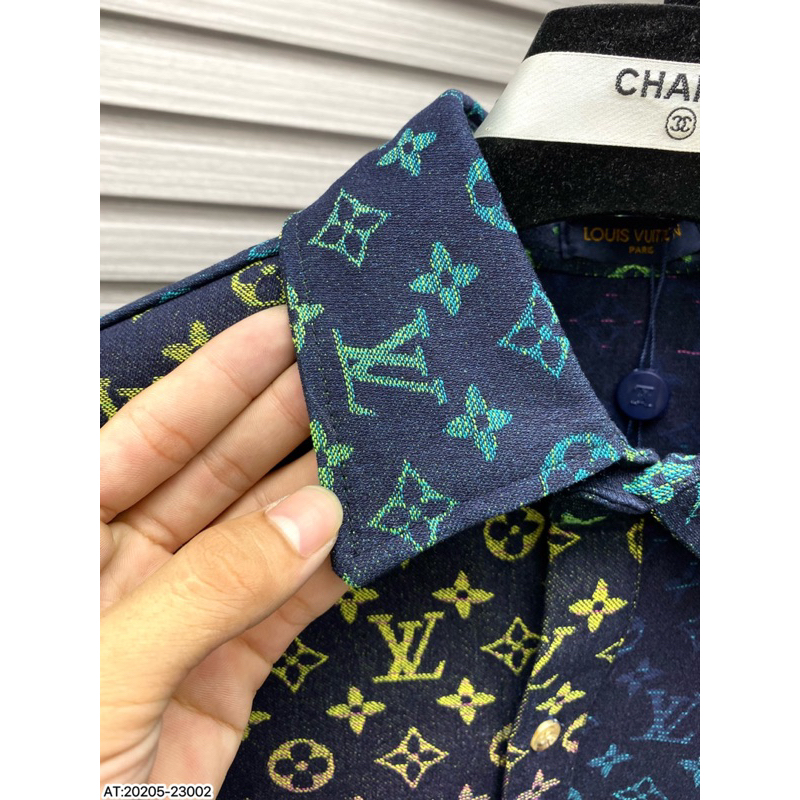 Áo sơ mi nam LV tay ngắn hoạ tiết vân loang hàng like au form chuẩn