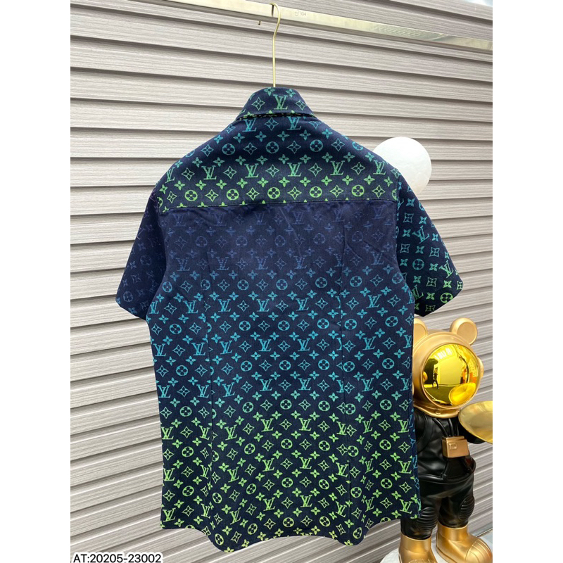 Áo sơ mi nam LV tay ngắn hoạ tiết vân loang hàng like au form chuẩn