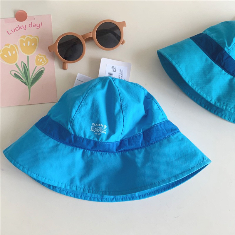 Mũ vành có quai Decathlon UPF50 chống tia cực tím 98% bảo vệ bé vải thoáng mát nhanh khô