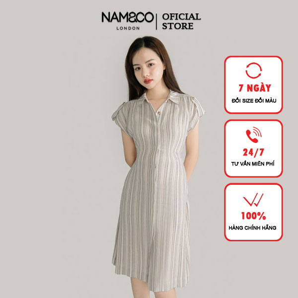 Đầm nữ dài qua gối NAM&CO có chun sau lưng thiết kế thanh lịch trẻ trung đi làm đi chơi ND0319