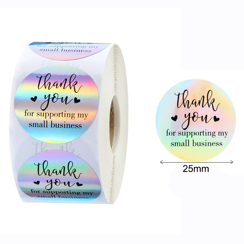 💜500 nhãn dán Sticker cảm ơn dành cho shop bán hàng, size 2.5cm. Chỉ việc gỡ ra dán. Có loại ép kim rất đẹp