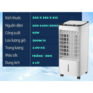 Quạt Điều Hòa Không Khí làm mát bằng hơi nước, đá lạnh, công suất 65W, với 3 chế độ gió, cho phòng 20m2