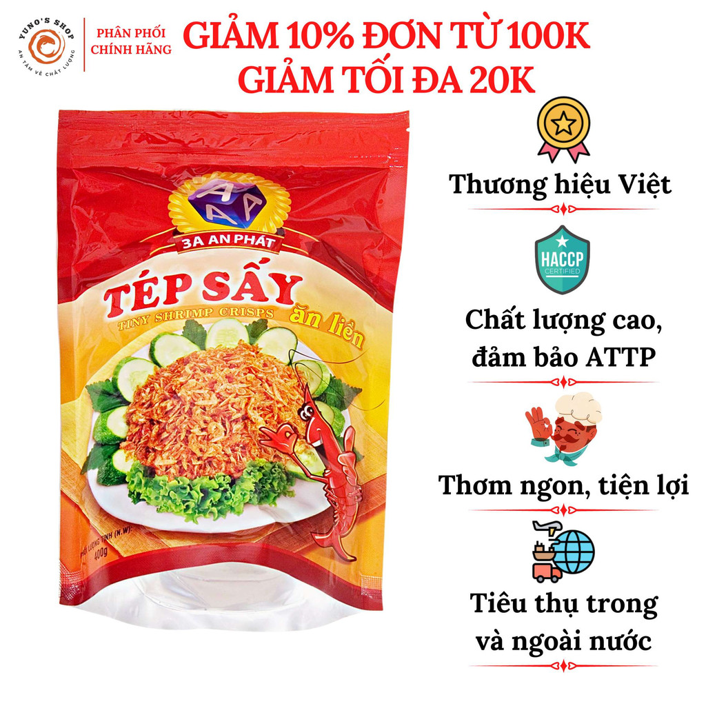 Tép sấy An Phát gói 400g tẩm gia vị ăn liền làm bánh tráng trộn đồ ăn vặt